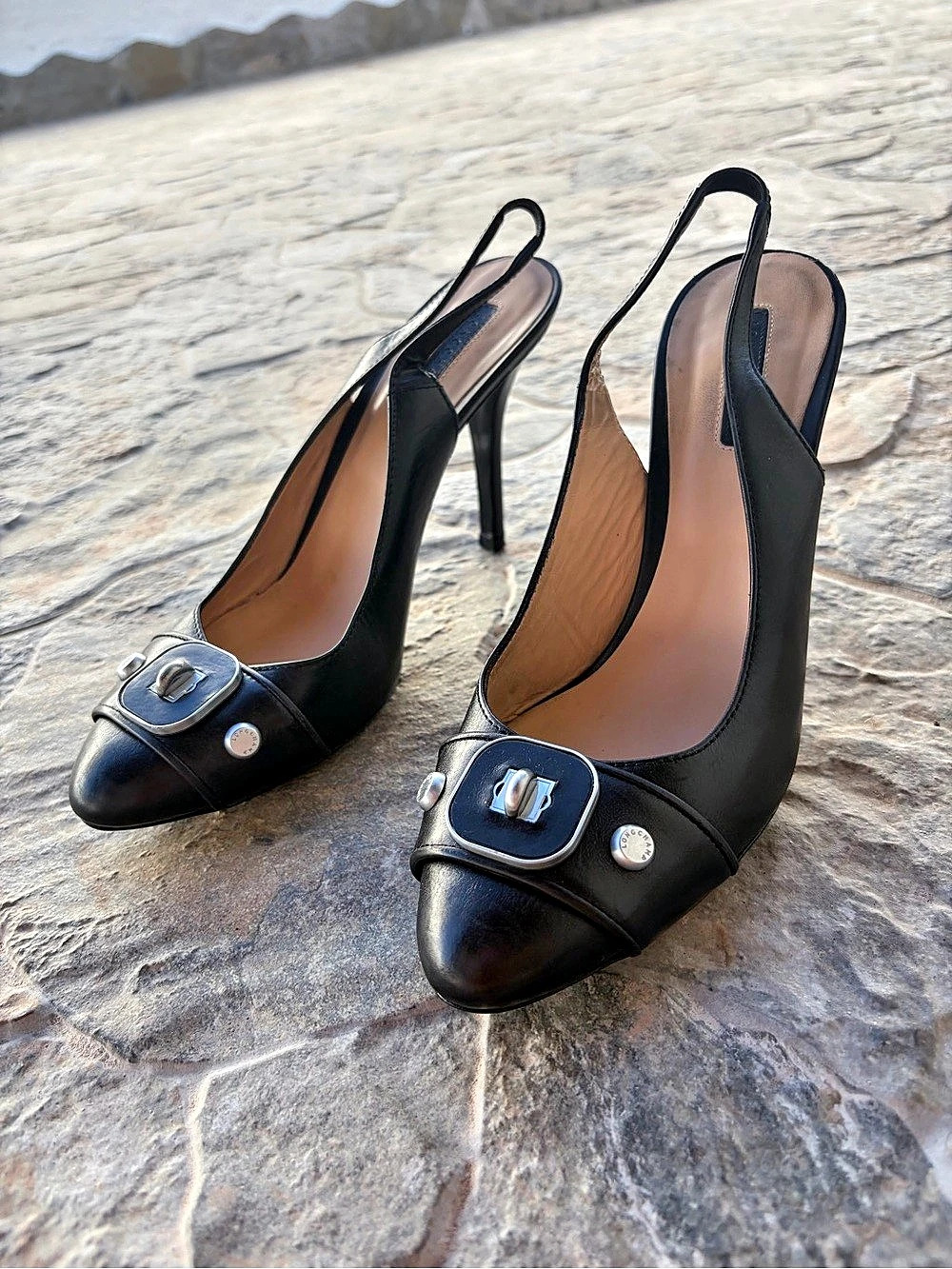 Longchamp Black Slingback Heels